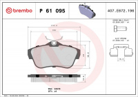 Sada brzdových destiček BREMBO P61095 - CITROËN, FIA,T PEUGEOT