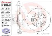 Brzdový kotouč BREMBO 09.B038.11 - AUDI