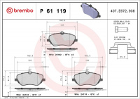 Sada brzdových destiček BREMBO P61119 - CITROËN, PEUGEOT