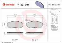 Sada brzdových destiček BREMBO P23091 - CITROËN, FIAT, PEUGEOT Sada brzdových destiček BREMBO P23091 - CITROËN, FIAT, PEUGEOT