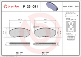 Sada brzdových destiček BREMBO P23091 - CITROËN, FIAT, PEUGEOT
