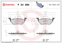 Sada brzdových destiček BREMBO P24085 - FORD, MAZDA