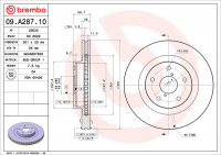 Brzdový kotouč BREMBO 09.A287.10 - SUBARU Brzdový kotouč BREMBO 09.A287.10 - SUBARU