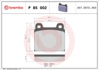 Sada brzdových destiček BREMBO P85002 - VW
