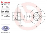 Brzdový kotouč BREMBO 08.2953.20 - OPEL