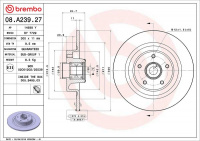 Brzdový kotouč BREMBO 08.A239.27 - RENAULT Brzdový kotouč BREMBO 08.A239.27 - RENAULT