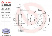 Brzdový kotouč BREMBO 09.B626.10 - TOYOTA Brzdový kotouč BREMBO 09.B626.10 - TOYOTA