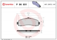 Sada brzdových destiček BREMBO P56031 - NISSAN