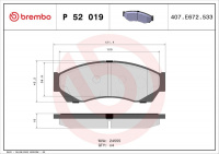 Sada brzdových destiček BREMBO P52019 - ROVER Sada brzdových destiček BREMBO P52019 - ROVER