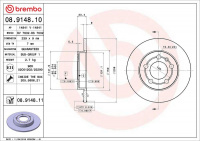 Brzdový kotouč BREMBO 08.9148.11 Brzdový kotouč BREMBO 08.9148.11