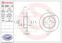 Brzdový kotouč BREMBO 08.5691.10 - NISSAN Brzdový kotouč BREMBO 08.5691.10 - NISSAN