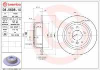 Brzdový kotouč BREMBO 08.5698.10 - JAGUAR Brzdový kotouč BREMBO 08.5698.10 - JAGUAR