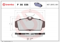 Sada brzdových destiček BREMBO P56036 - NISSAN
