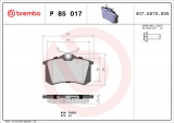 Sada brzdových destiček BREMBO P85017 - AUDI, PEUGEOT, RENAULT