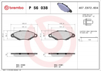 Sada brzdových destiček BREMBO P56038 - NISSAN, RENAULT