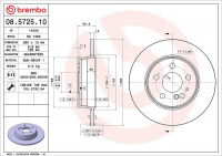 Brzdový kotouč BREMBO 08.5725.10 - MERCEDES-BENZ Brzdový kotouč BREMBO 08.5725.10 - MERCEDES-BENZ