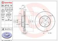 Brzdový kotouč BREMBO 09.A713.14 - TOYOTA Brzdový kotouč BREMBO 09.A713.14 - TOYOTA