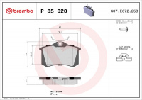 Sada brzdových destiček BREMBO P85020 AUDI, SEAT, ŠKODA, VW