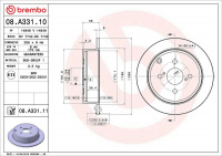 Brzdový kotouč BREMBO 08.A331.10 - TOYOTA Brzdový kotouč BREMBO 08.A331.10 - TOYOTA