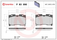 Sada brzdových destiček BREMBO P83090 - TOYOTA Sada brzdových destiček BREMBO P83090 - TOYOTA