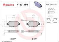Sada brzdových destiček BREMBO P23108 - CITROËN, FIAT