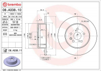 Brzdový kotouč BREMBO 08.A338.10 - TOYOTA