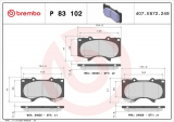 Sada brzdových destiček BREMBO P83102 - TOYOTA