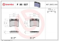 Sada brzdových destiček BREMBO P85027 - VW