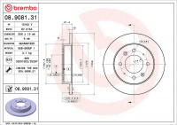 Brzdový kotouč BREMBO 08.9081.31 Brzdový kotouč BREMBO 08.9081.31