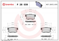 Sada brzdových destiček BREMBO P28039 - HONDA Sada brzdových destiček BREMBO P28039 - HONDA