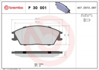 Sada brzdových destiček BREMBO P30001 - HONDA, HYUNDAI