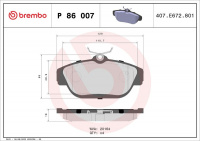 Sada brzdových destiček BREMBO P86007 - VOLVO Sada brzdových destiček BREMBO P86007 - VOLVO