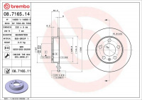 Brzdový kotouč BREMBO 08.7165.11 - AUDI, SEAT, ŠKODA, VW Brzdový kotouč BREMBO 08.7165.11 - AUDI, SEAT, ŠKODA, VW