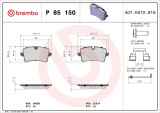 Sada brzdových destiček BREMBO P85150 - AUDI, PORSCHE