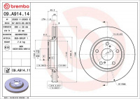 Brzdový kotouč BREMBO 09.A914.11 - TOYOTA Brzdový kotouč BREMBO 09.A914.11 - TOYOTA