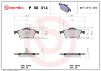 Sada brzdových destiček BREMBO P86014 - VOLVO Sada brzdových destiček BREMBO P86014 - VOLVO