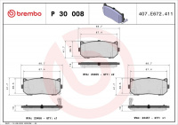 Sada brzdových destiček BREMBO P30008 - KIA