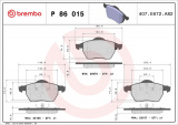 Sada brzdových destiček BREMBO P86015 - VOLVO