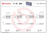 Sada brzdových destiček BREMBO P61064 - PEUGEOT