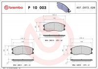 Sada brzdových destiček BREMBO P10003 - CHEVROLET, OPEL