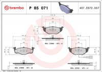 Sada brzdových destiček BREMBO P85071 - ŠKODA, VW