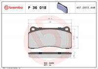 Sada brzdových destiček BREMBO P36018 - DAIMLER, JAGUAR