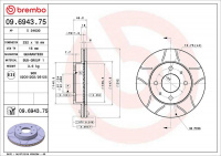 Brzdový kotouč BREMBO MAX 09.6943.75 - NISSAN Brzdový kotouč BREMBO MAX 09.6943.75 - NISSAN