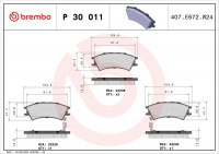Sada brzdových destiček BREMBO P30011 - HYUNDAI Sada brzdových destiček BREMBO P30011 - HYUNDAI