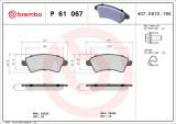 Sada brzdových destiček BREMBO P61067 - CITROËN, PEUGEOT
