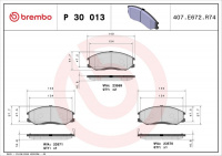 Sada brzdových destiček BREMBO P30013 - HYUNDAI, SSANGYONG