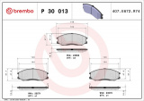 Sada brzdových destiček BREMBO P30013 - HYUNDAI, SSANGYONG