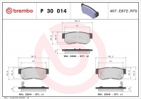 Sada brzdových destiček BREMBO P30014 - HYUNDAI, KIA