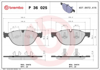 Sada brzdových destiček BREMBO P36025 - JAGUAR Sada brzdových destiček BREMBO P36025 - JAGUAR