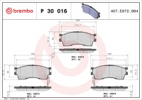 Sada brzdových destiček BREMBO P30016 - KIA